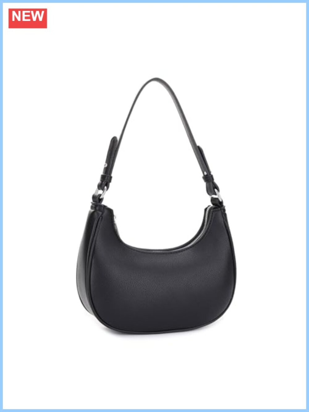 Vegan Leather Shoulder Bag Small Underarm Purse Silver Hardware